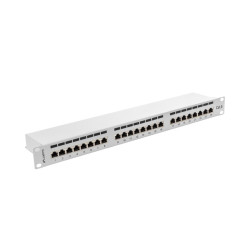 LANBERG PATCH PANEL 24 PORTOV 1U 19'' CAT.6 FTP TIENENÝ ŠEDÝ