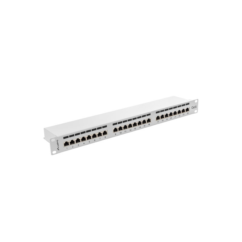 LANBERG PATCH PANEL 24 PORTOV 1U 19'' CAT.6 FTP TIENENÝ ŠEDÝ