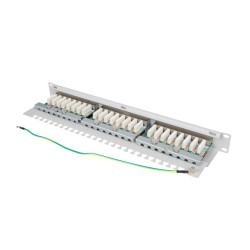 LANBERG PATCH PANEL 24 PORTOV 1U 19'' CAT.6 FTP TIENENÝ ŠEDÝ