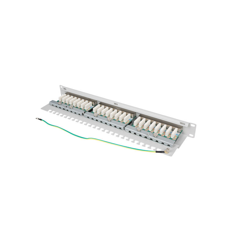 LANBERG PATCH PANEL 24 PORTOV 1U 19'' CAT.6 FTP TIENENÝ ŠEDÝ
