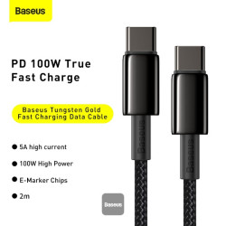 NONAME - Baseus dátový kábel Tungsten Gold USB-C/USB-C 2m 100W černý