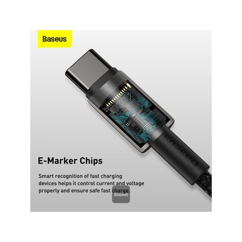 NONAME - Baseus dátový kábel Tungsten Gold USB-C/USB-C 2m 100W černý