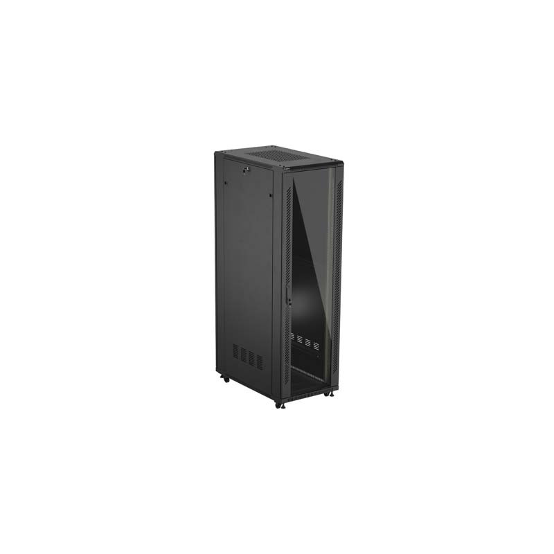 LANBERG INŠTALAČNÝ SKRIŇOVÝ ROZVADEČ 19'' 42U 600X1000 ČIERNE SKLENENÉ DVERE (PLOCHÉ BALENIE)