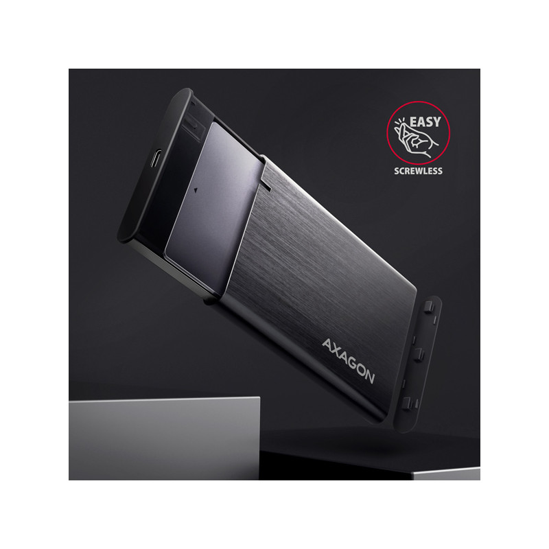 AXAGON EE25-A6C, USB-C 3.2 Gen 1 - SATA 6G 2.5'' kovový RAW box, bezskrutkový