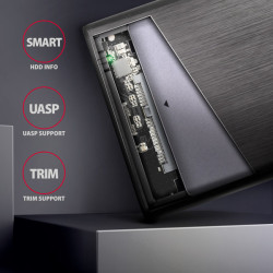 AXAGON EE25-A6C, USB-C 3.2 Gen 1 - SATA 6G 2.5'' kovový RAW box, bezskrutkový