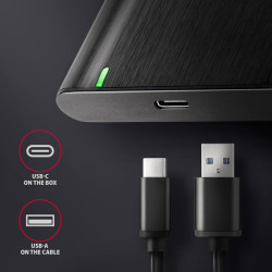 AXAGON EE25-A6C, USB-C 3.2 Gen 1 - SATA 6G 2.5'' kovový RAW box, bezskrutkový