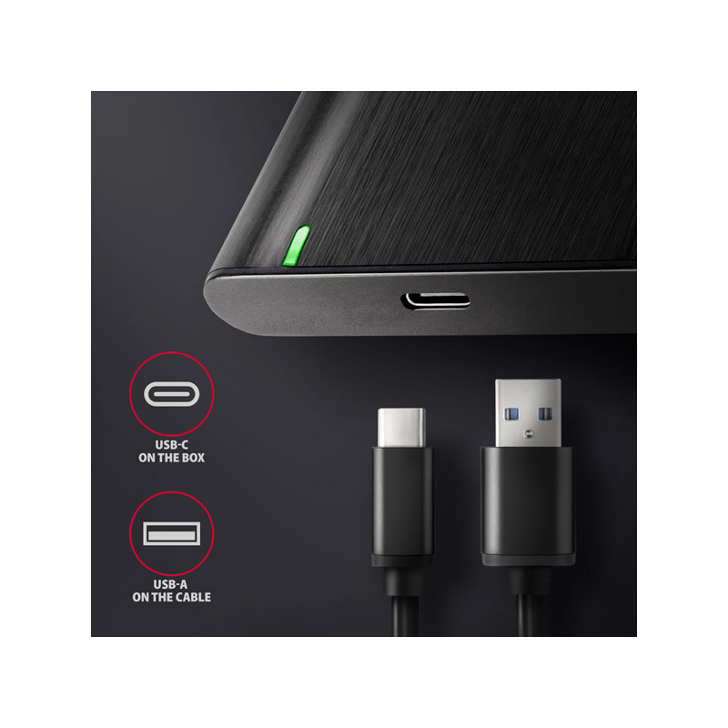 AXAGON EE25-A6C, USB-C 3.2 Gen 1 - SATA 6G 2.5'' kovový RAW box, bezskrutkový