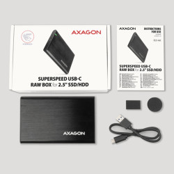 AXAGON EE25-A6C, USB-C 3.2 Gen 1 - SATA 6G 2.5'' kovový RAW box, bezskrutkový
