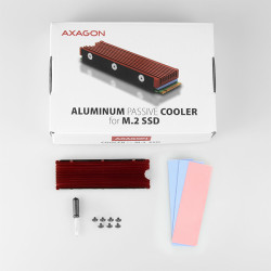 AXAGON CLR-M2, hliníkový pasívny chladič pre jedno aj oboustranný M.2 SSD disk, výška 12 mm