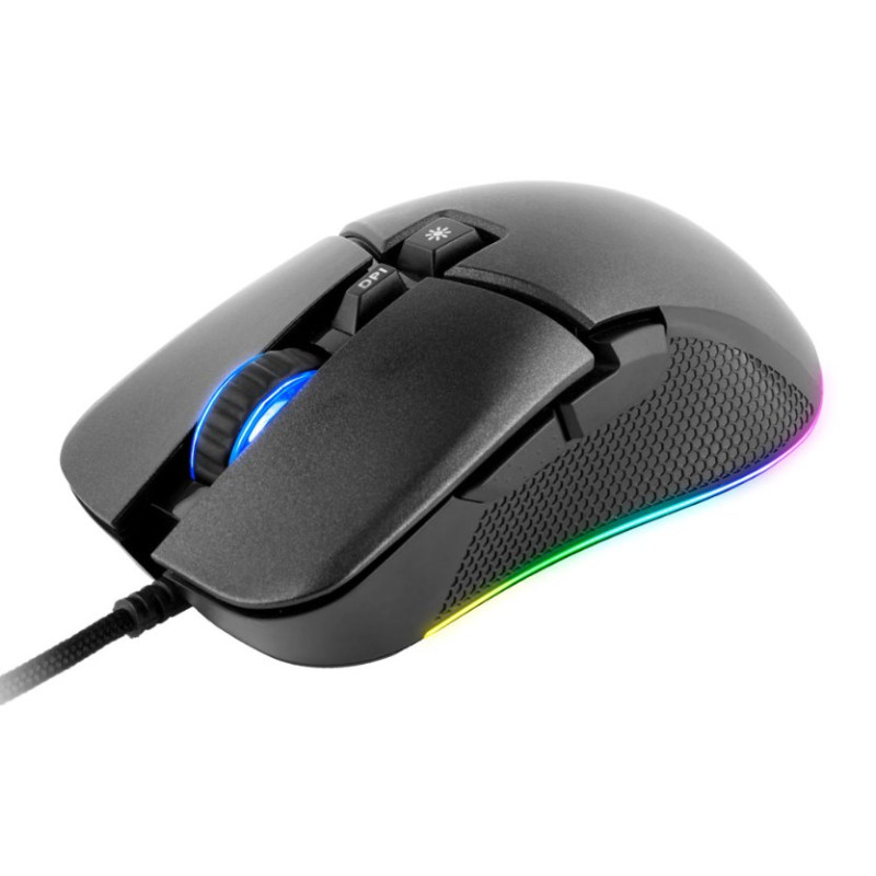 C-TECH Dawn/Herná/Optická/Pre pravákov/6 400 DPI/Drôtová USB/Čierna