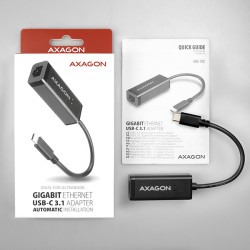 AXAGON ADE-SRC, USB-C 3.2 Gen 1 - Gigabit Ethernet sieťová karta, auto inštal, čierna