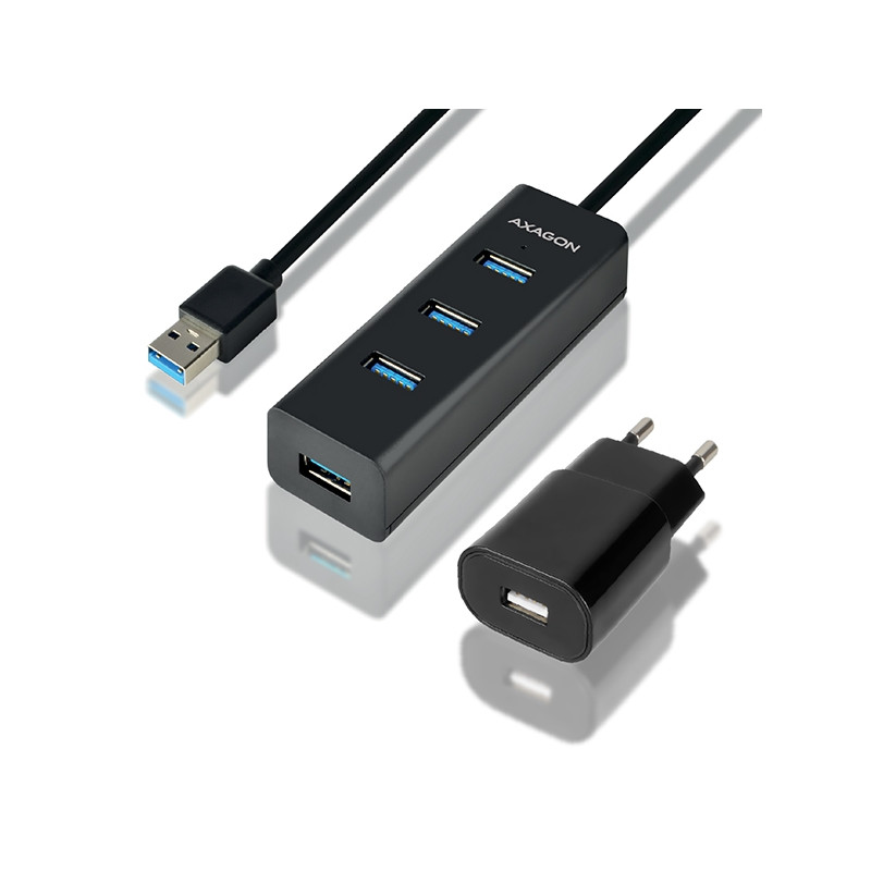 AXAGON HUE-S2BP, 4x USB 3.0 CHARGING húb, vr. AC adaptéra, kábel USB-A 1.2m