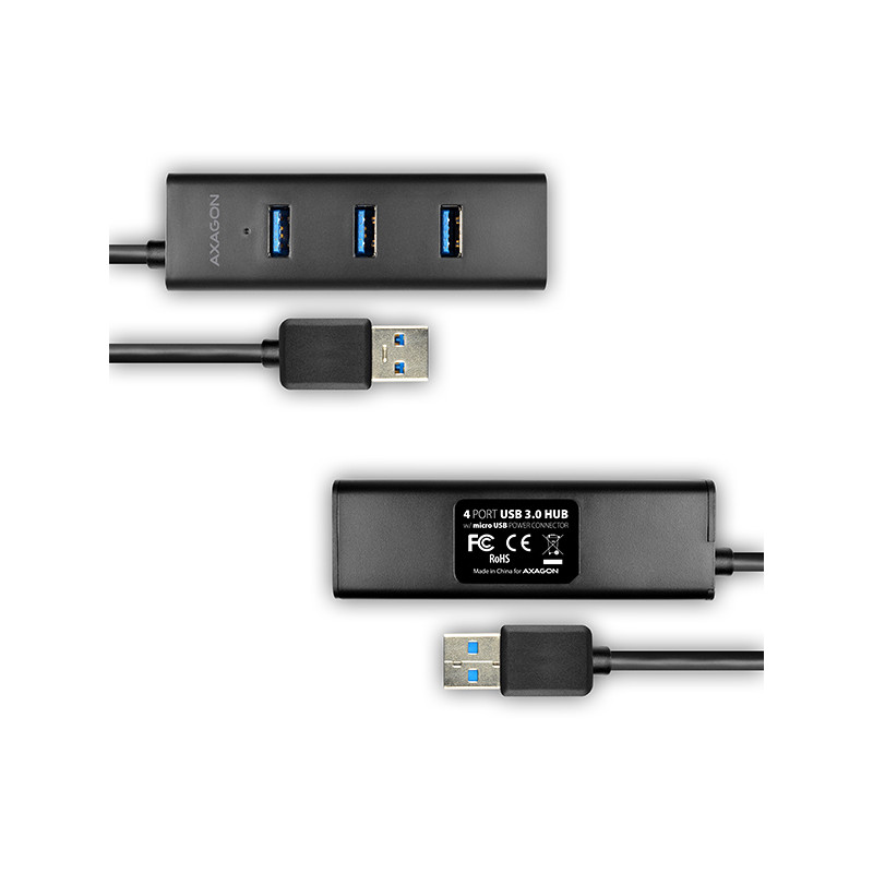 AXAGON HUE-S2BP, 4x USB 3.0 CHARGING húb, vr. AC adaptéra, kábel USB-A 1.2m