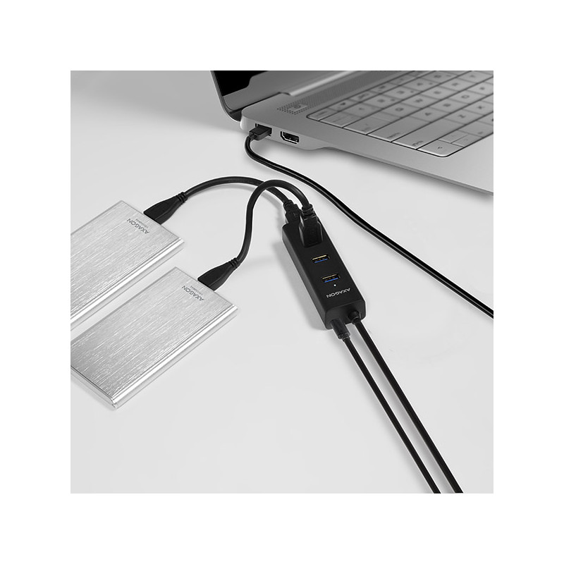 AXAGON HUE-S2BP, 4x USB 3.0 CHARGING húb, vr. AC adaptéra, kábel USB-A 1.2m