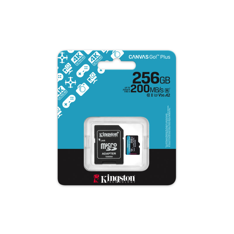 Kingston Canvas Go Plus A2/Micro SDXC/256GB/UHS-I U3/Class 10/+ Adaptér