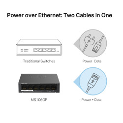 Mercusys MS106GP 6xGb desktop switch 4xPoE+
