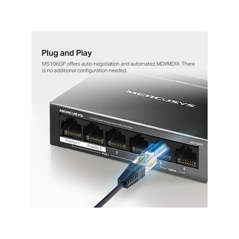 Mercusys MS106GP 6xGb desktop switch 4xPoE+