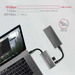 AXAGON HMC-4G2, USB-C 3.2 Gen 2 10 Gb/s húb, porty 2x USB-A + 2x USB-C, kábel USB-C 13cm