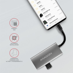 AXAGON HMC-4G2, USB-C 3.2 Gen 2 10 Gb/s húb, porty 2x USB-A + 2x USB-C, kábel USB-C 13cm