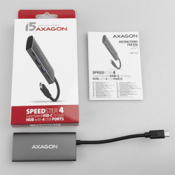 AXAGON HMC-4G2, USB-C 3.2 Gen 2 10 Gb/s húb, porty 2x USB-A + 2x USB-C, kábel USB-C 13cm