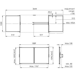VOGELS - Vogel's RISE WBS75M keramické tabule so závesmi pre 75'' obrazovky na stojanoch RISE 5xxx