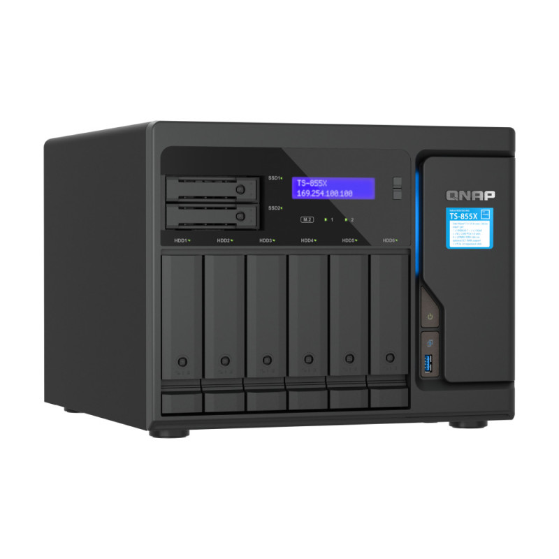QNAP TS-855X-8G (8core 2,8 GHz, 8GB RAM, 6x 3,5'' +2x 2,5'', 2x M.2 NVMe, 2x PCIe, 1x 10GbE, 2x 2,5GbE)