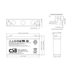 EATON - Batérie CSB HRL634WF2, 6V, 9Ah/34W, F2