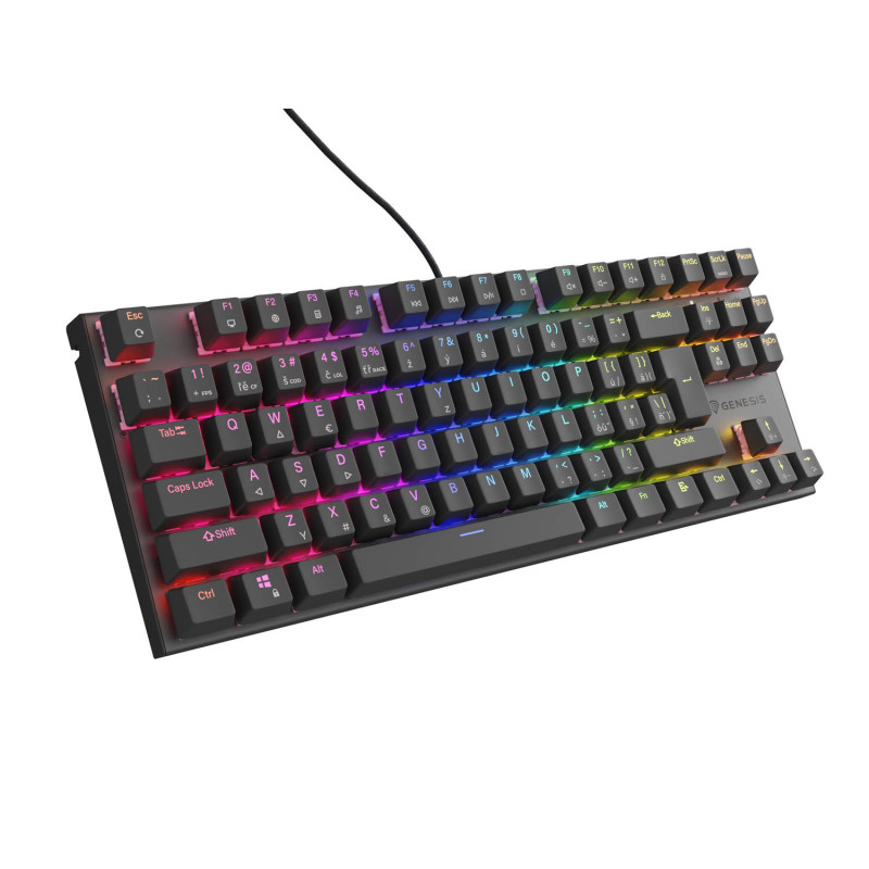 Genesis tichá herná klávesnica THOR 303/TKL/RGB/Outemu Peach/Drôtová USB/ CZ- SK layout/Čierna