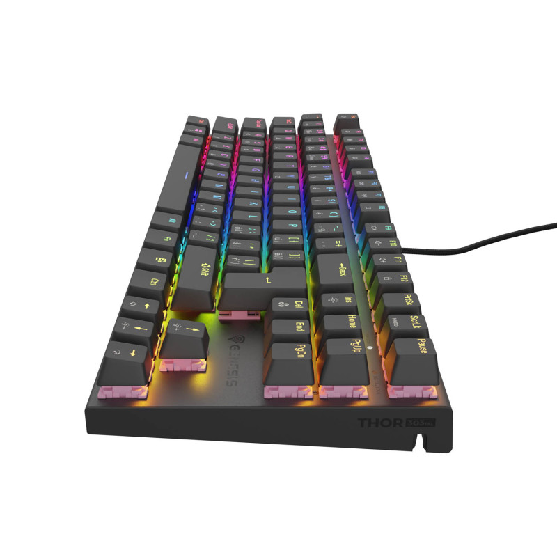 Genesis tichá herná klávesnica THOR 303/TKL/RGB/Outemu Peach/Drôtová USB/ CZ- SK layout/Čierna