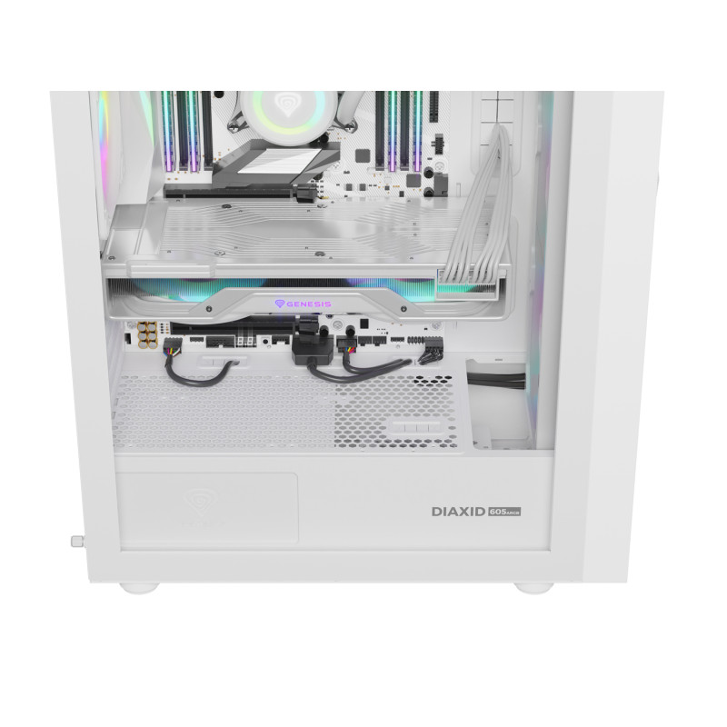 Počítačová skriňa Genesis DIAXID 605 ARGB/Midi Tower/Transpar./Biela
