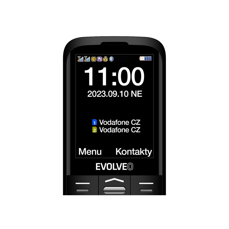 EVOLVEO EasyPhone XO, mobilný telefón pre seniorov s nabíjacím stojanom (čierna farba)
