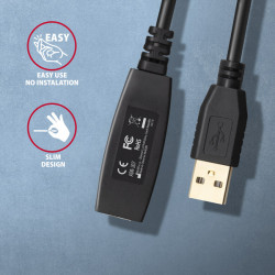 AXAGON ADR-207, USB 2.0 A-M - A-F aktívny predlžovací / repeater kábel, 7.5m