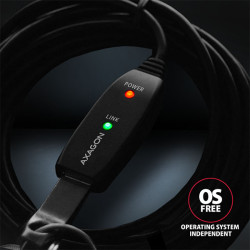 AXAGON ADR-207, USB 2.0 A-M - A-F aktívny predlžovací / repeater kábel, 7.5m
