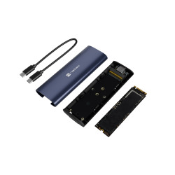 Externý box pre SSD Natec RHINO M.2 NVME LITE USB-C 3.2 GEN 2, hliníkové telo, STEEL NAVY