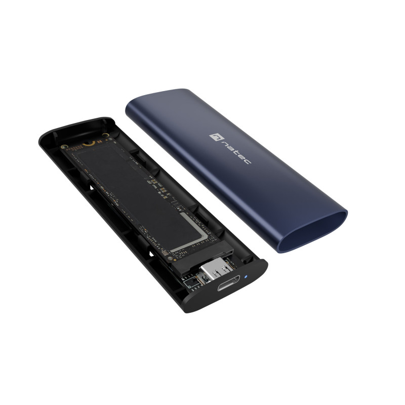 Externý box pre SSD Natec RHINO M.2 NVME LITE USB-C 3.2 GEN 2, hliníkové telo, STEEL NAVY