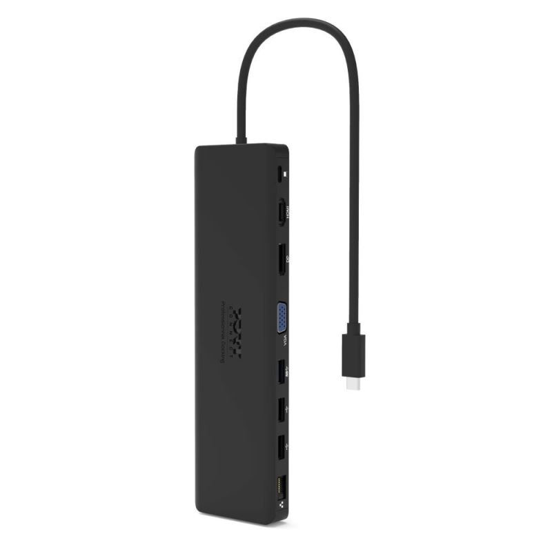 NONAME - PORT CONNECT Dokovacia stanica 11v1, 1x4K, RJ45, HDMI, port, VGA, USB-C 100W, 4x USB-A, micro/SD