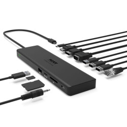 NONAME - PORT CONNECT Dokovacia stanica 11v1, 1x4K, RJ45, HDMI, port, VGA, USB-C 100W, 4x USB-A, micro/SD