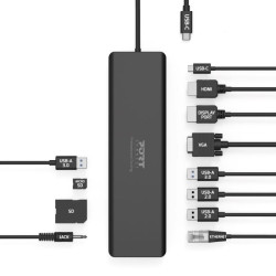 NONAME - PORT CONNECT Dokovacia stanica 11v1, 1x4K, RJ45, HDMI, port, VGA, USB-C 100W, 4x USB-A, micro/SD