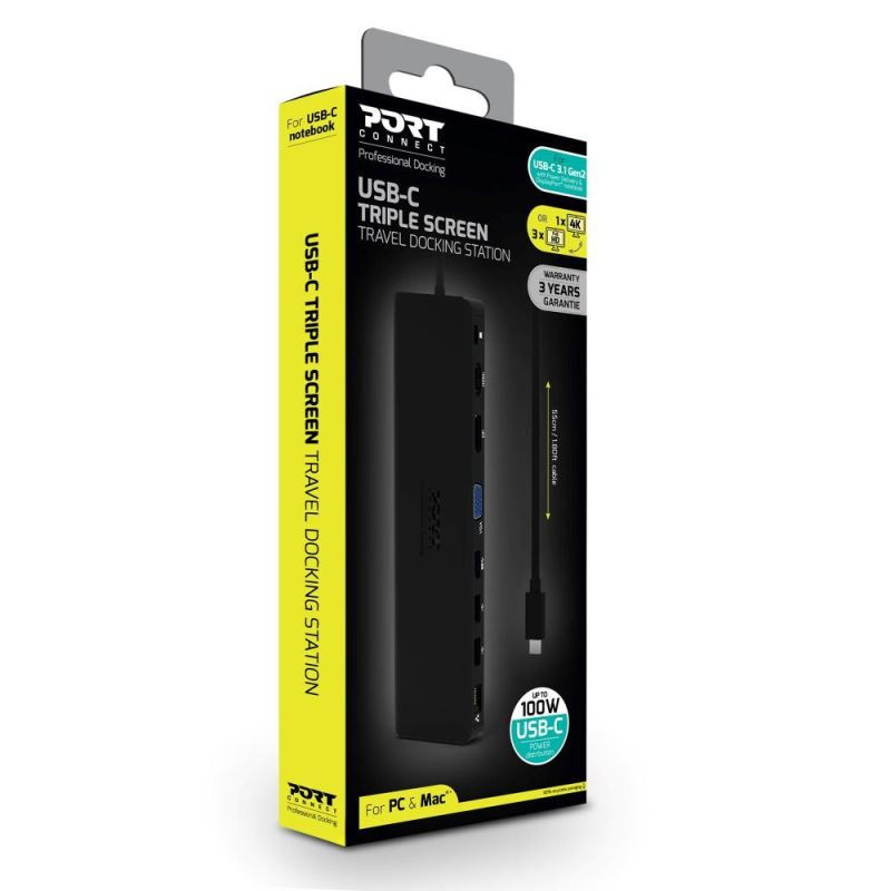 NONAME - PORT CONNECT Dokovacia stanica 11v1, 1x4K, RJ45, HDMI, port, VGA, USB-C 100W, 4x USB-A, micro/SD
