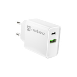Univerzálna nabíjačka Natec RIBERA 20W 1X USB-A + 1X USB-C, biela
