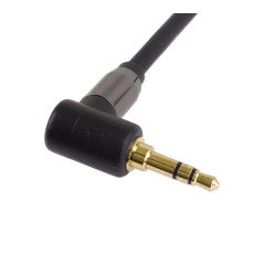 PremiumCord HQ tienený kábel stereo Jack 3.5mm - Jack 3.5mm zahnutý 90° 1,5m