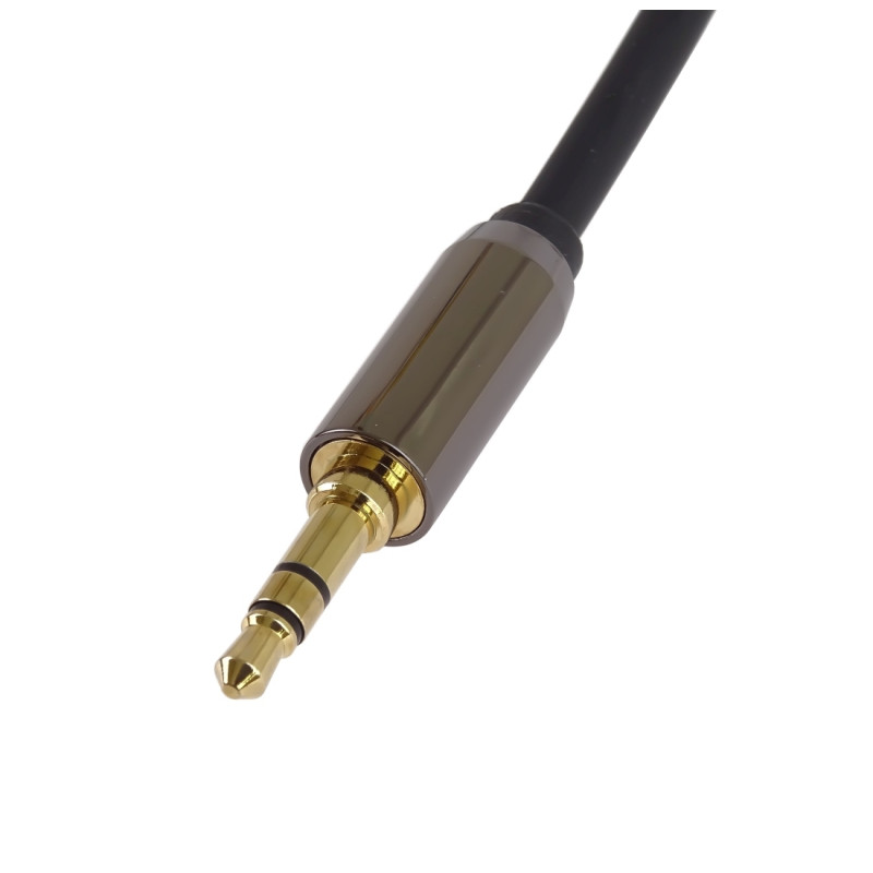 PremiumCord HQ tienený kábel stereo Jack 3.5mm - Jack 3.5mm zahnutý 90° 1,5m