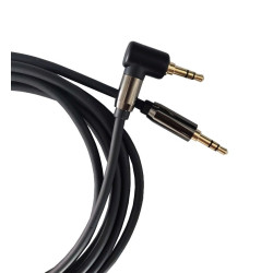 PremiumCord HQ tienený kábel stereo Jack 3.5mm - Jack 3.5mm zahnutý 90° 1,5m