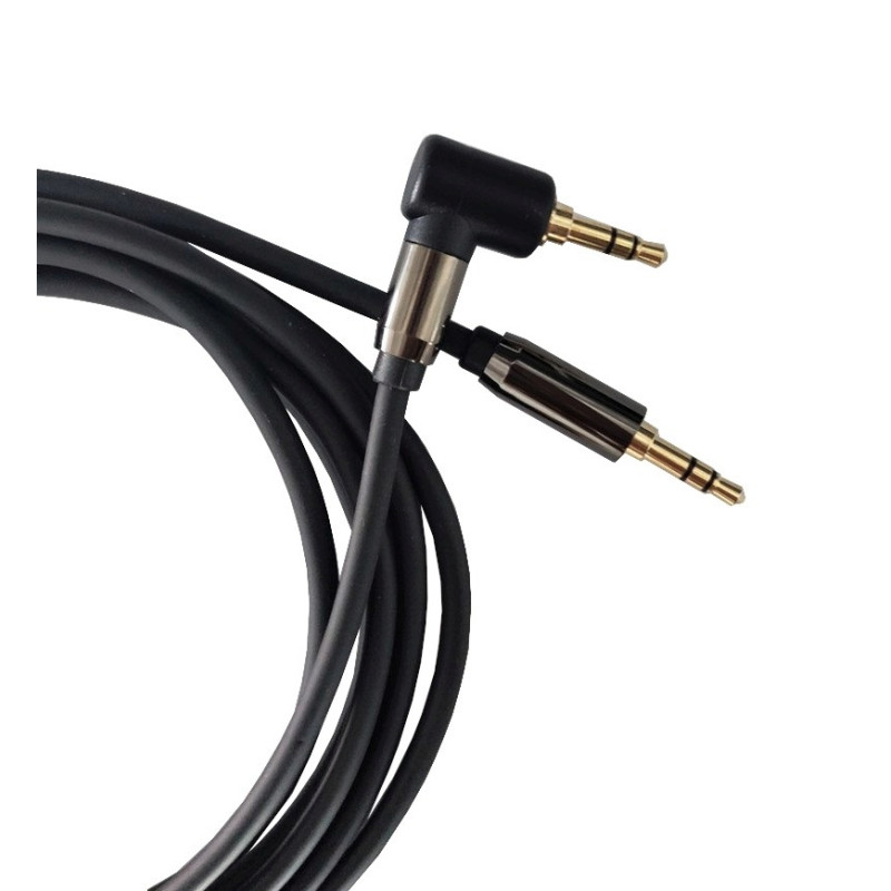 PremiumCord HQ tienený kábel stereo Jack 3.5mm - Jack 3.5mm zahnutý 90° 1,5m