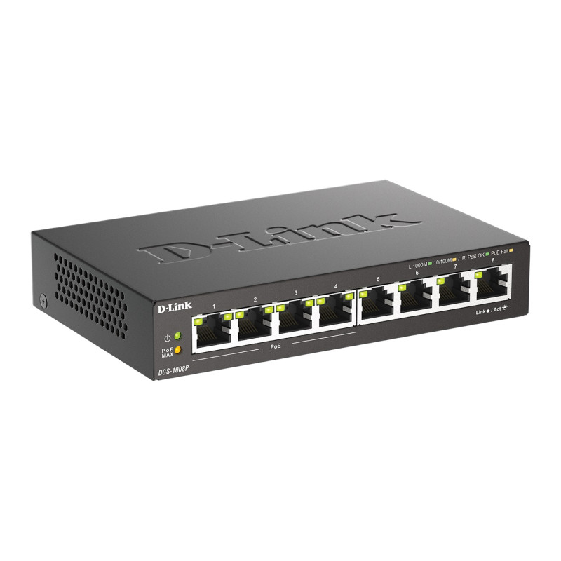 D-Link DGS-1008P 8x 1000 Desktop Switch, 4PoE port
