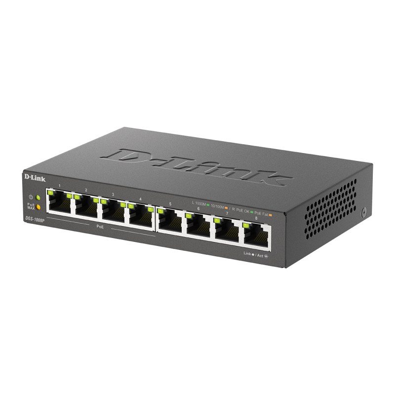 D-Link DGS-1008P 8x 1000 Desktop Switch, 4PoE port