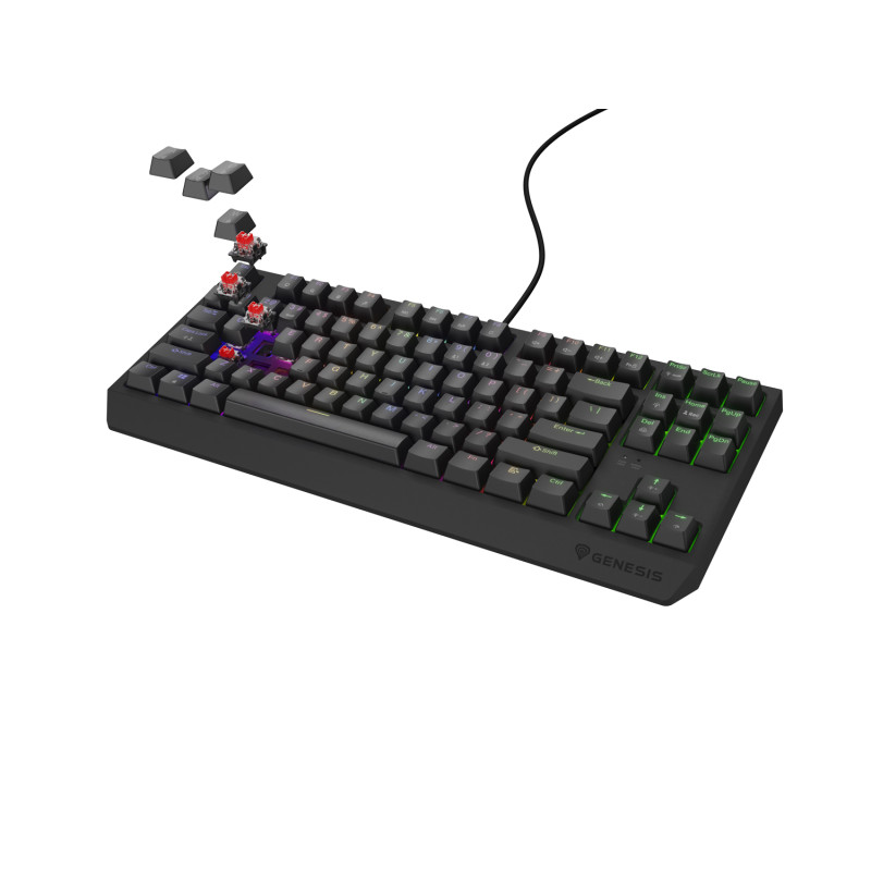Genesis herná klávesnica THOR 230/TKL/RGB/Outemu Red/Drôtová USB/US layout/Čierna
