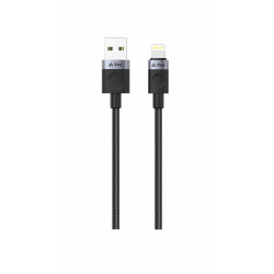 TEXTILNÝ KÁBEL USB-A/LIGHTNING 1,5M, USB 2.0 ČIERNY