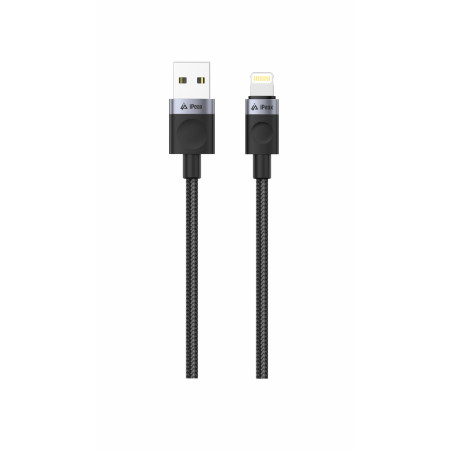 TEXTILNÝ KÁBEL USB-A/LIGHTNING 1,5M, USB 2.0 ČIERNY