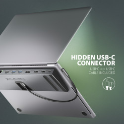 AXAGON HMC-4KX3 USB 5Gbps húb, 3x USB-A, 2x HDMI, DP, RJ-45, SD/microSD, audio, PD 100W, kábel 40cm